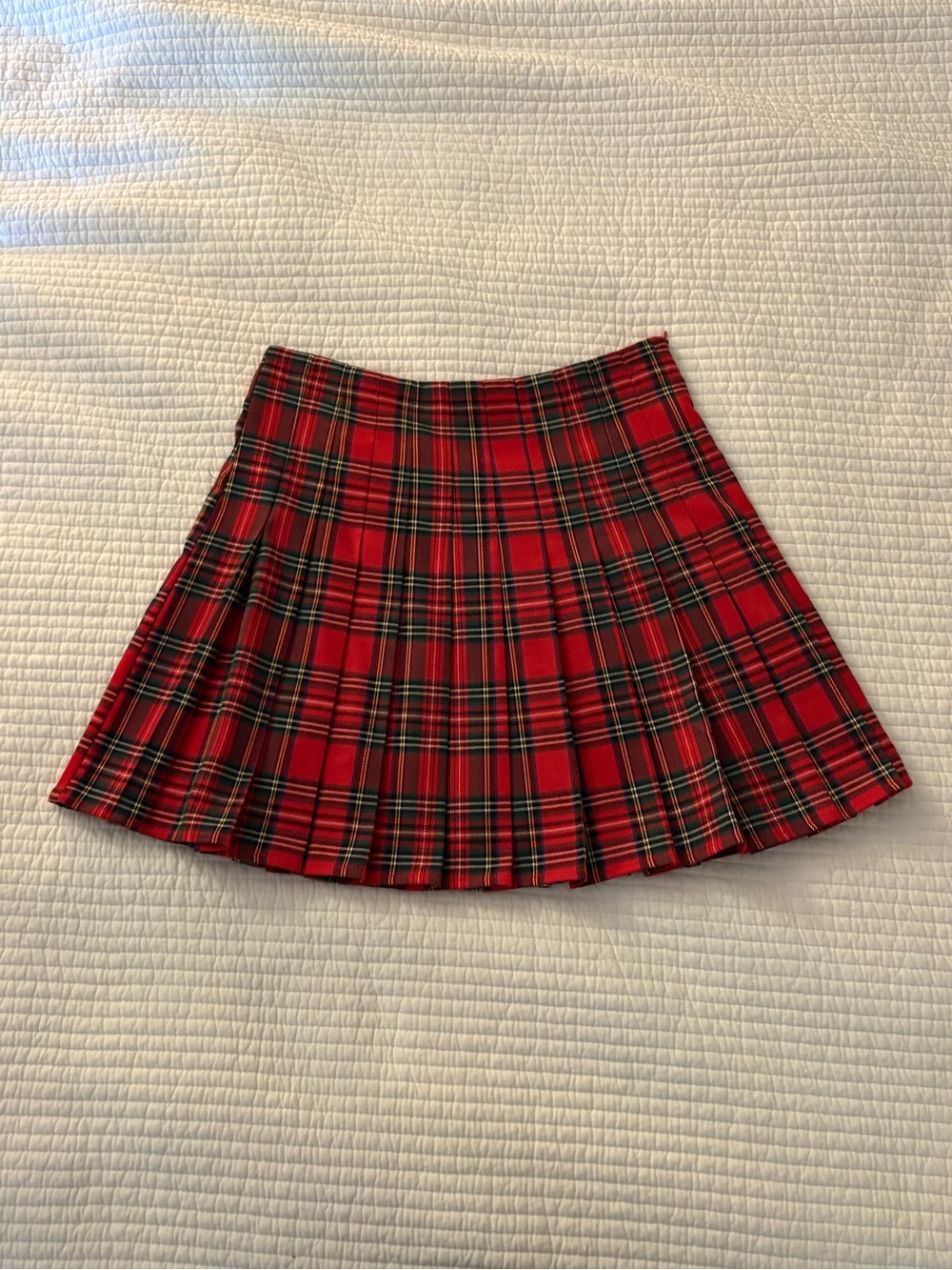Brandy Melville Red Plaid Pleated Skirt